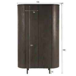 Tobago Wandkast hoog Espresso eiken 180cm