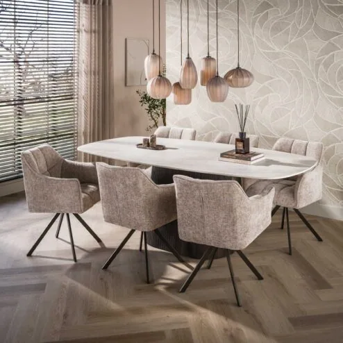 Vittoria Eettafel deens ovaal Keramiek Bruin 215cm