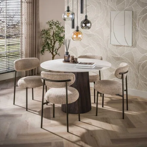 Vittoria Eettafel rond Keramiek Bruin 120cm