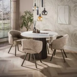 Vittoria Eettafel rond Keramiek Bruin 120cm