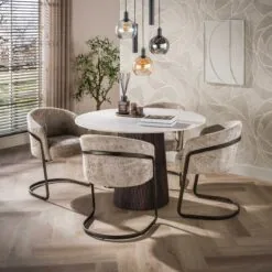 Vittoria Eettafel rond Keramiek Bruin 120cm