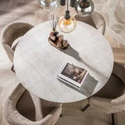 Vittoria Eettafel rond Keramiek Bruin 120cm
