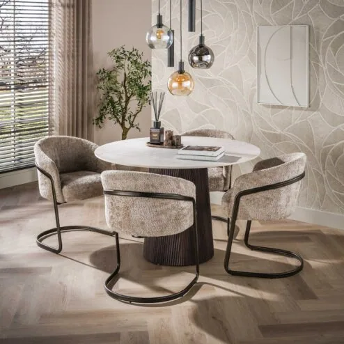 Vittoria Eettafel rond Keramiek Bruin 120cm