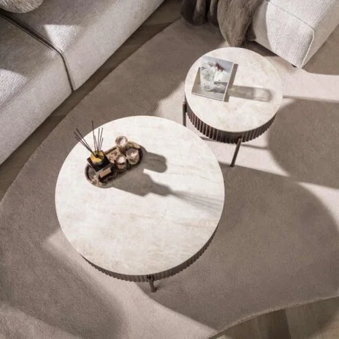 Alternative view of Vittoria Salontafel rond set van 2 Keramiek Bruin