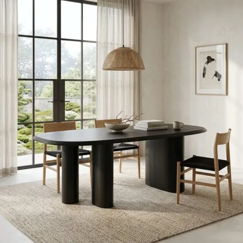 Walter Eettafel zwart Eikenhout 220 cm