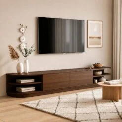 Luca Staand Tv meubel Walnoot 220 cm